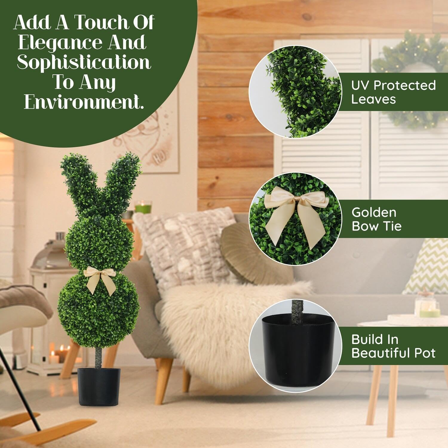 Rabbit Shaped Topiary Trees - Set of 2 (3ft High)